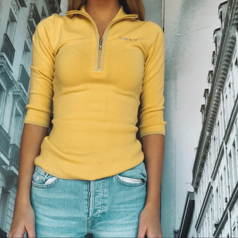 Bebe Yellow Half Zip Jacket